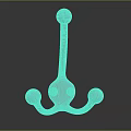 Modern Shiny Metal Wall Hook With Three Spherical Hanging Ends And Screw Base