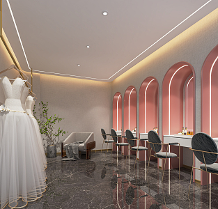 Modern Wedding Dress Shop Wedding Dress Photography Shop Yarn Trial Room Wedding Dress Fitting Mirror Display Cabinet Makeup Room 3d model