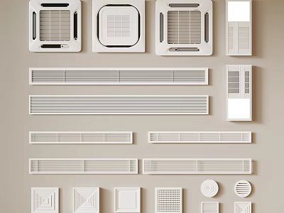 Various Stylish Air Conditioner Vents with Different Designs for Home Interior 3d model