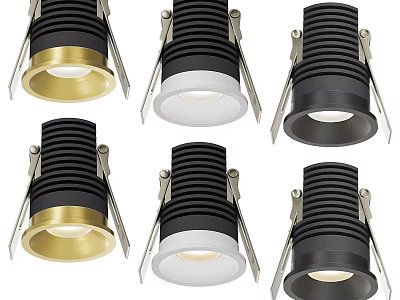 Contemporary Recessed Ceiling Spotlights in Gold Black White Trim for Home Lighting 3d model