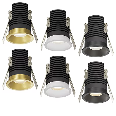 Contemporary Recessed Ceiling Spotlights in Gold Black White Trim for Home Lighting 3d model