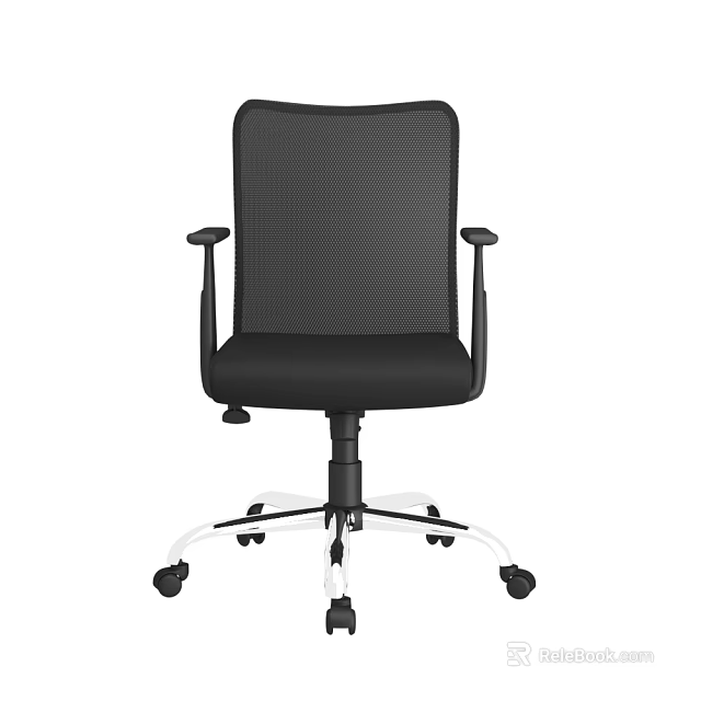 Black Mesh Back Office Chair With Adjustable Armrests And Rolling Casters 3d model 