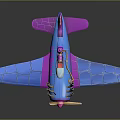 Cartoon Style Cosmic Airplane Model With Blue Pink Propeller And Cockpit