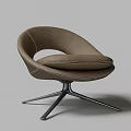 Modern Brown Leather Sofa Stool With Metal Base And Stitching Details