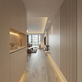 Modern Living And Dining Room Interior Design With Light Colored Walls Wooden Flooring And Cabinets