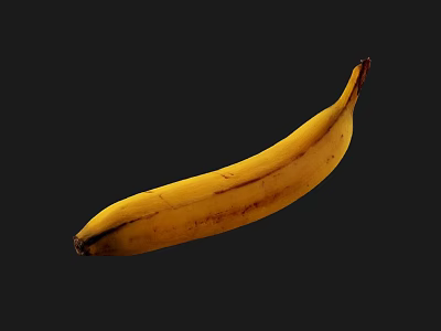 Cartoon Scene With Ripe Yellow Banana And Natural Skin Texture On Dark Background 3d model