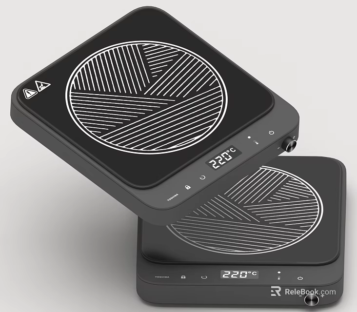 Modern Black Induction Cooktops With Digital Temperature Display For Kitchen Use 3d model 