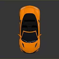 Orange Convertible Sports Car Sleek Design Black Top Alloy Wheels with Reflection on Gray Background