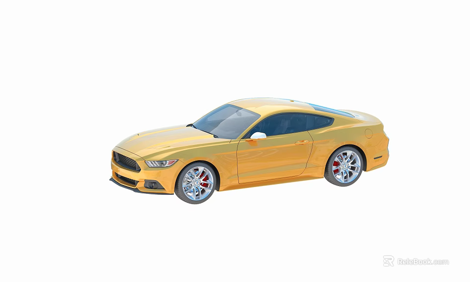 Yellow Two Door Sports Car With Sleek Body Design And Alloy Wheels Exterior 3d model 