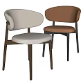 Modern Dining Chairs With Beige Brown Upholstered Seats Curved Backrest And Wooden Metal Legs