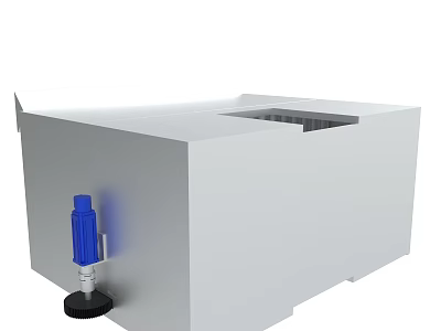 White Industrial Device Featuring Blue Component And Rectangular Body Structure 3d model