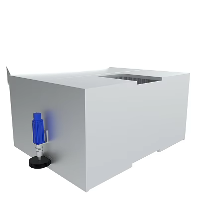 White Industrial Device Featuring Blue Component And Rectangular Body Structure 3d model