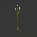 Ornate Floor Candelabra With Metal Scroll Design And Multiple Candle Holders