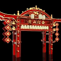 New Chinese style ancient building archway Guochao Guofeng block night market entrance and exit Meichen archway scenic spot gate tower scenic spot gate Guofeng entrance and exit market night city entrance and exit 3d model