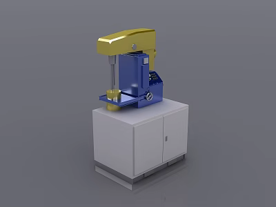 Laboratory Scientific Equipment With Blue And Yellow Design On White Cabinet 3d model
