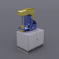 Laboratory Scientific Equipment With Blue And Yellow Design On White Cabinet