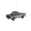Rusty Vintage Single Cab Truck With Light Blue And White Exterior And Bed