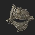 Silver Decorative Mask Featuring Intricate Floral And Scroll Patterns