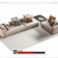 Multi-person sofa double sofa 3d model