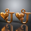 Glossy Golden Heart Shaped Letter J Accessories For Daily Lifestyle Products
