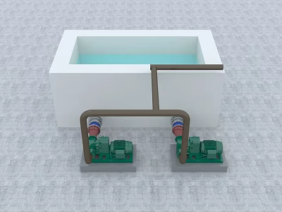Industrial Equipment System Featuring White Tank Green Pumps And Liquid Transport Pipes 3d model