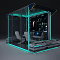 High Tech Control Room With Glass Walls And Interactive Monitoring Screens