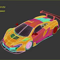 Orange Sports Car With Black Rear Spoiler Black Roof And Aerodynamic Design