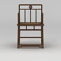 Traditional Chinese Style Wooden Chair With Carved Backrest And Rattan Seat