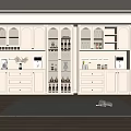 Modern White Wine Cabinet with Glass Doors Drawers and Shelves in Interior Design