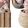 Woven Rattan Storage Baskets with Handles Various Sizes for Toy Storage and Home Organization