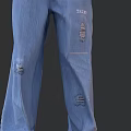 Mannequin Wearing White T-Shirt And Blue Distressed Jeans With Black Arms Against Gray Background