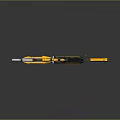 Futuristic Sci Fi Weapon With Yellow Black Metallic Finish And Long Barrel Grip Design