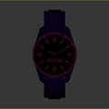 Purple Fashion Watch with Black Dial Red Hands Markers and Purple Strap