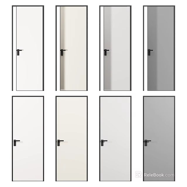 Modern Hinged Doors with Various Colors and Simple Design for Interior Spaces 3d model