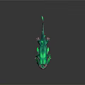 Vibrant Green Fantasy Creature With Pink Antennae And Feathery Frills On Dark Surface