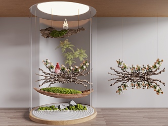 Dead wood green plant ornaments moss green plant old wood landscape sketch 3d model