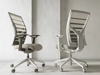 Modern White Office Chair With Mesh Back Ergonomic Design And Rolling Base 3d model