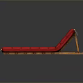 Red Foldable Sofa Bed With Tufted Upholstery And Metal Legs Design