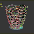 Decorative Honeycomb Structure Sculpture With Brown Black Metal Frame And White Base 3d model