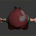 Cartoon Character In Red Plaid Hat Feather Green Shirt Bow Tie Shorts And Brown Shoes