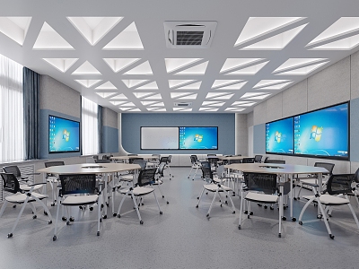 Simple classroom multimedia room multi-function room 3d model