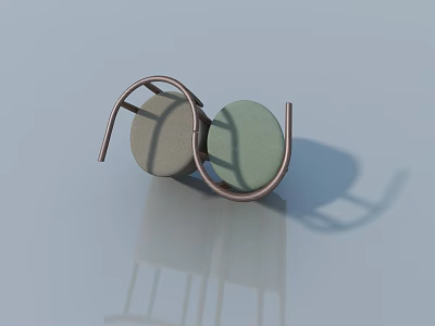 Sleek Modern Swing Door With Copper Frame And Gray Green Circular Panels 3d model