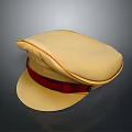 Beige Uniform Cap With Red Band For Classic Character Costume Accessory