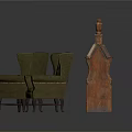 Traditional Wooden Bookshelves With Green Accent Chairs For Home Library Furniture
