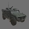 Military Armored Off Road Vehicle With Roof Mounted Machine Gun And Large Tires