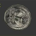 Intricate Silver United States Coin Sculpture with Eagle Design and Engraved Details