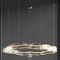 Modern Interior Round Chandelier With Metallic Loop Design And Warm Ambient Lighting 3d model