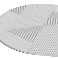 Modern Square Rug With Geometric Striped Patterns And Neutral Beige Design