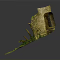 Ancient Stone Wall Scenery With Grass Covered Stone Steps And Wooden Fence
