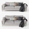 Modern Multi-person Sofa Casual Sofa Double Sofa Blanket Sofa Blanket Pillow 3d model